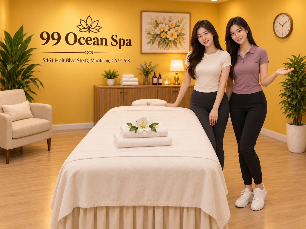 Two friendly staff members at 99 Ocean Spa in Montclair, CA