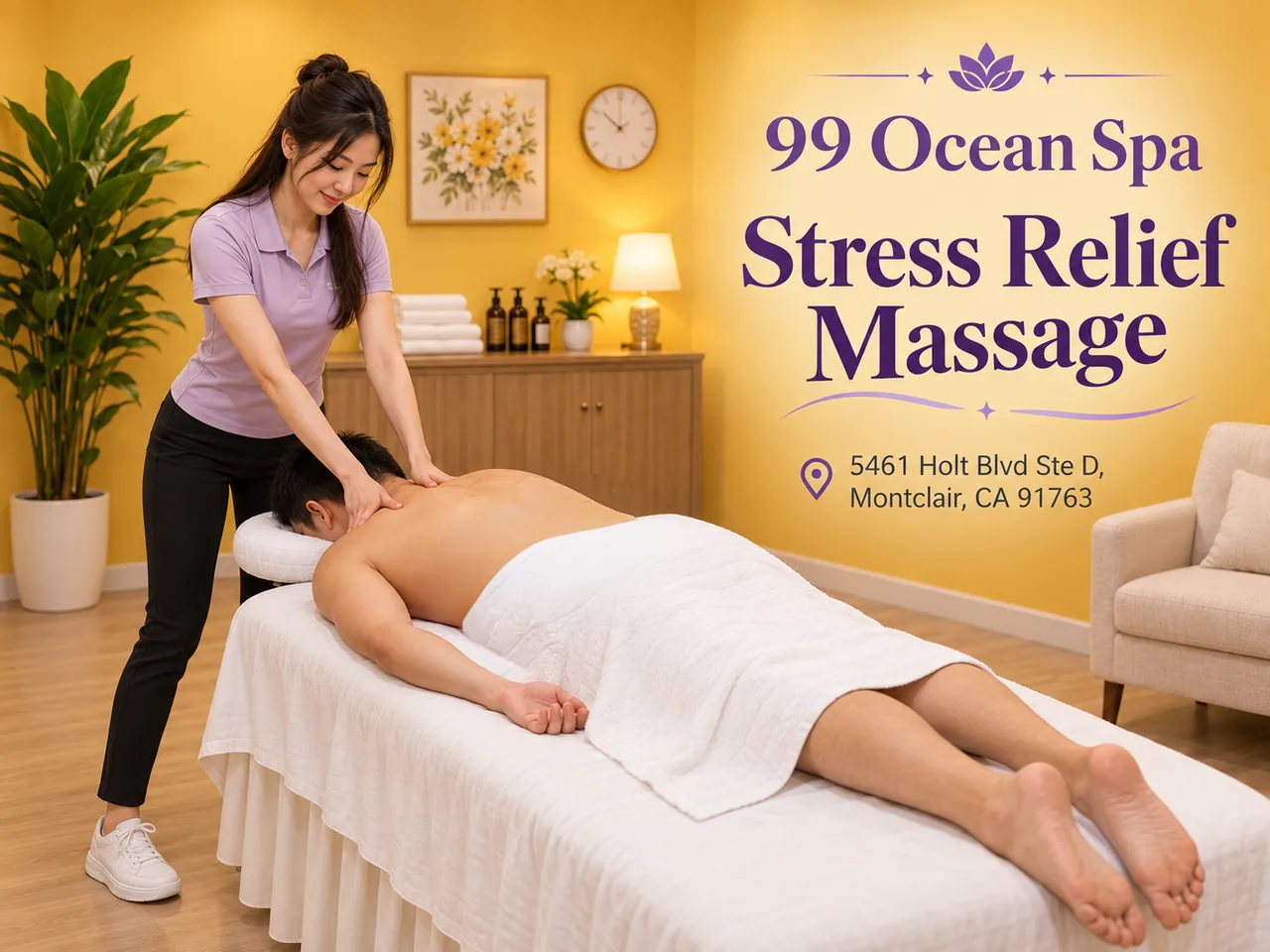 Stress Relief Massage in Montclair, CA at 99 Ocean Spa